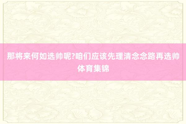 那将来何如选帅呢?咱们应该先理清念念路再选帅体育集锦